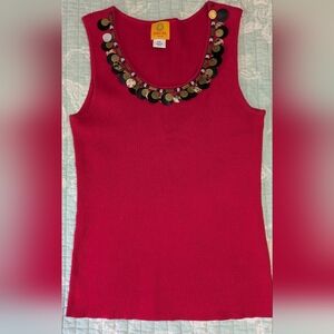 NWOT. Ruby Red, Red Tank Top with Embellishments. Size PXL.